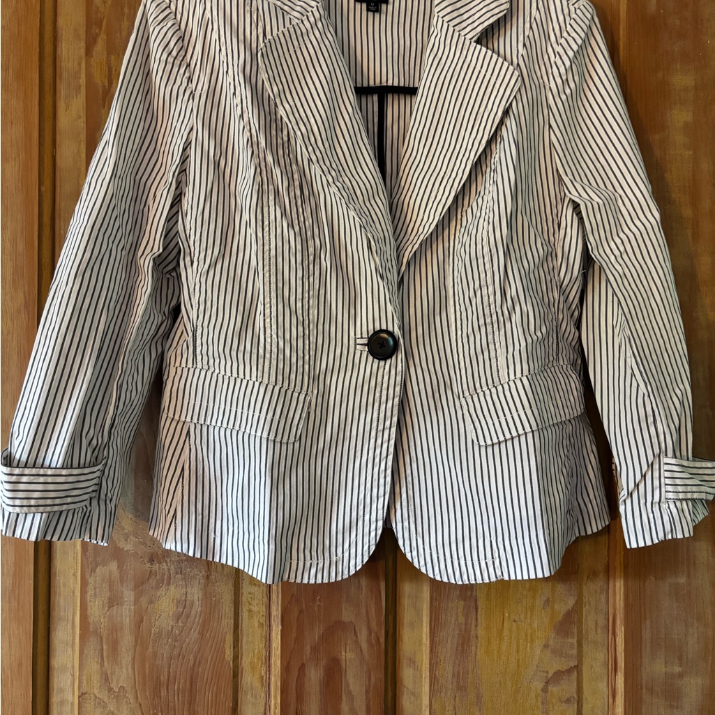 Talbots Charcoal And White Striped Jacket